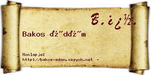 Bakos Ádám névjegykártya