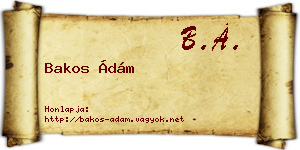 Bakos Ádám névjegykártya